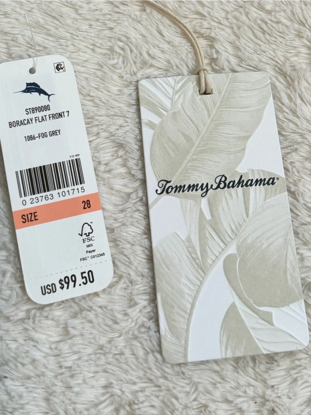 Tommy Bahama Boracay Chino 7-Inch Shorts IN Fog Gray NWT